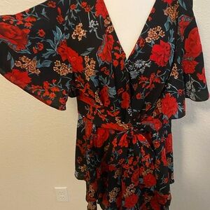 Floral deep V romper size L